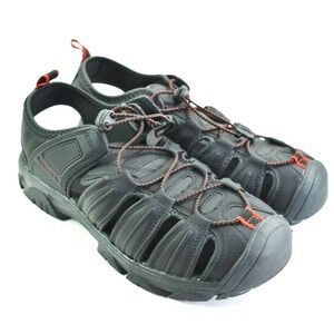 London Fog Dover Mens Black Red Fisherman Sport Sandals Size 11 M New